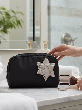Black Cosmetic Bag with Metallic Star Patch made by Bath and Bodyworks